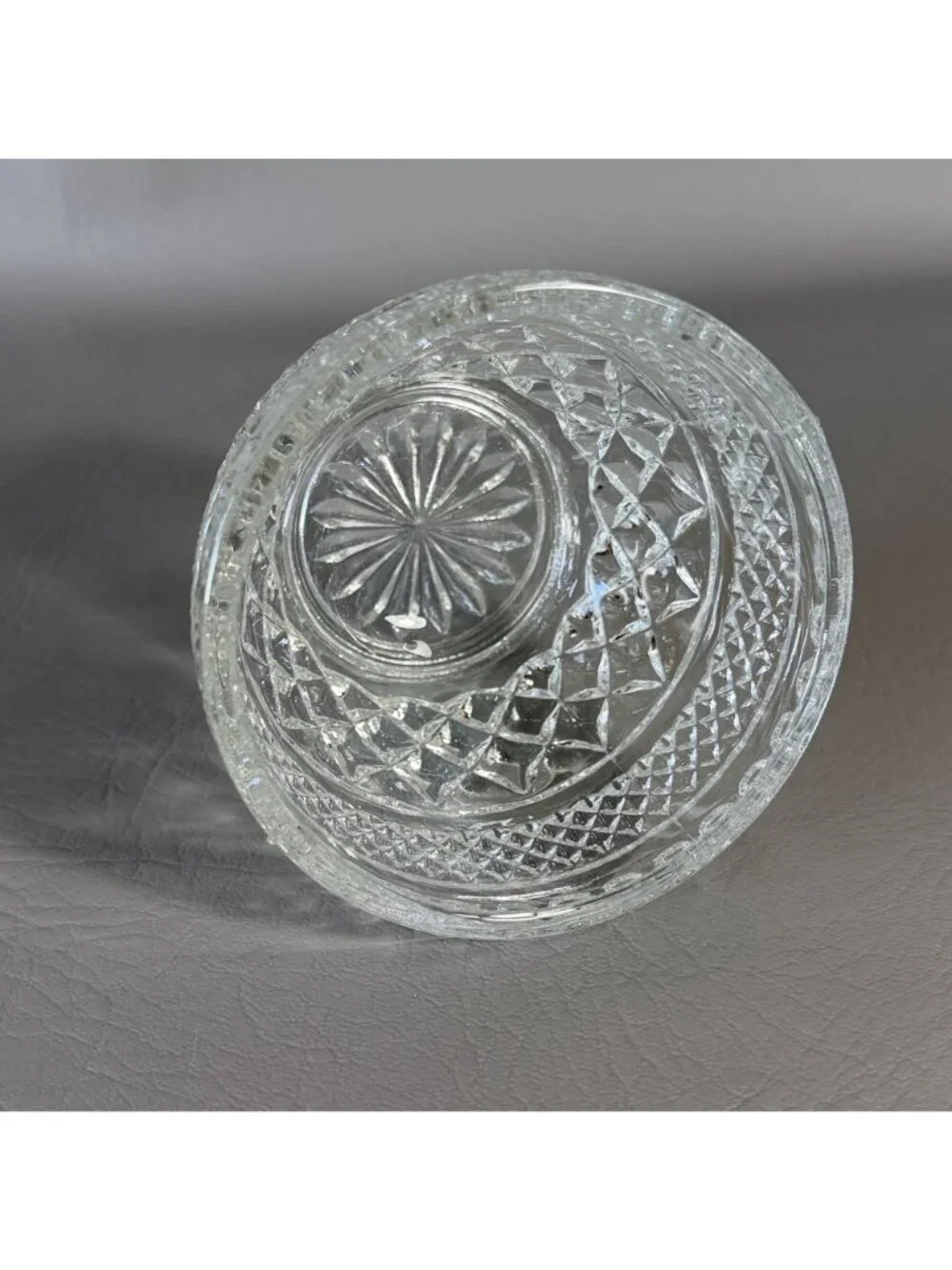 Vintage Anchor Hocking Wexford Clear Glass Covered Small Candy Dish Sugar Bowl